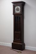 20th century oak longcase clock, triple train chiming movement,
