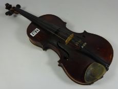 19th/ early 20th Century violin with two box LOB 35.