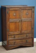 Early 20th century oak 'Lawrencia' tall boy, double cupboard and two drawers, W56cm, H124cm,