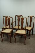 Set five (4+1) 19th century oak country dining chairs,