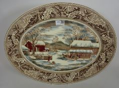 Large Johnson Brothers Historic America 'Home for Thanksgiving' meat plate Condition