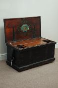 Early 19th century pine and metal bound tool chest, interior fitted with compartments and drawers,