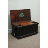 Early 19th century pine and metal bound tool chest, interior fitted with compartments and drawers,