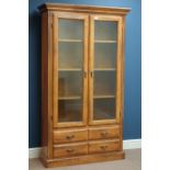 Light wood display cabinet with drawers, W101cm, H175cm,