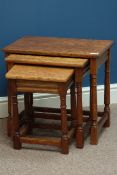 Medium oak nest of thee tables, W51cm Condition Report <a href='//www.