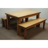 Light oak rectangular dining table (150cm x 90cm, H80cm),