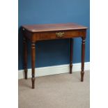 20th century mahogany side table with single drawer, W76cm, H72cm,