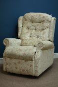 Celebrity electric riser reclining armchair upholstered in beige fabric (This item is PAT tested -