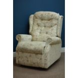 Celebrity electric riser reclining armchair upholstered in beige fabric (This item is PAT tested -