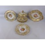 19th century John Ridgeway porcelain dessert service hand painted with floral sprays,
