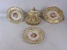 19th century John Ridgeway porcelain dessert service hand painted with floral sprays,