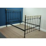 19th century wrought metal and brass 4' 6'' double bedstead Condition Report <a