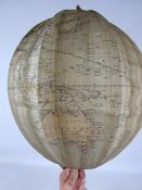 Betts's portable Terrestrial Globe on silk with metal folding frame Condition Report