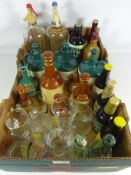 Two soda syphons, five Wade bells Whiskey decanters, various beer glasses,