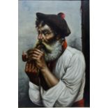 Portrait of a Bearded Italian Man Smoking a Pipe,