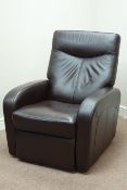 Electric reclining armchair upholstered in brown leather (This item is PAT tested - 5 day warranty