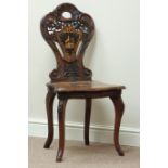 19th century Black Forest inlaid walnut musical bedroom chair,