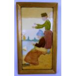 Early 20th century rectangular tile decorated with Dutch children,