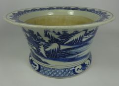 20th Century Chinese blue and white planter with six figure character mark Condition