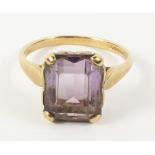 Emerald cut amethyst ring hallmarked 9ct Condition Report <a href='//www.