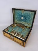 Victorian ebony, mother-of-pearl & satinwood sewing box,