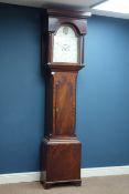 Early 19th century mahogany longcase clock, with reeded canted corners, eight day movement,
