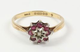 Ruby and diamond cluster ring hallmarked 9ct Condition Report <a href='//www.