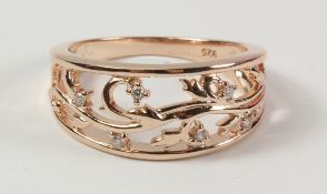 Rose-gold plated floral ring stamped 925 Condition Report <a href='//www.