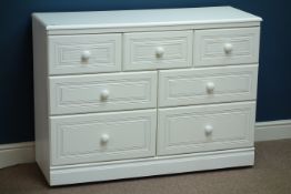 White finish seven drawer chest, W115cm, H85cm,