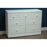 White finish seven drawer chest, W115cm, H85cm,