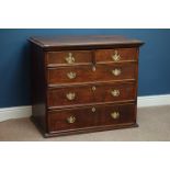 18th century oak chest, two short, three long drawers, W100cm, H84cm,