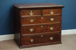 18th century oak chest, two short, three long drawers, W100cm, H84cm,
