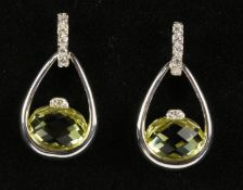 Pair of lemon topaz dress ear-rings stamped 925 Condition Report <a href='//www.