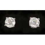 Pair of round brilliant cut diamond stud ear-rings of approx 2.