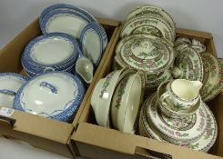 Quantity of India tree ceramics and blue and white dinnerware in two boxes Condition