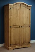 Rustic pine double wardrobe, panelled doors, W103cm, H187cm,