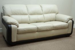 Three seat sofa (W200cm), and matching two seat sofa (W150cm), upholstered in two tone,