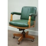 20th century oak swivel office armchair,