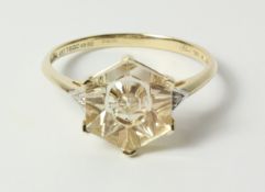 Serenite and diamond ring hallmarked 9ct Condition Report <a href='//www.
