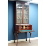 Early 19th century mahogany and mahogany banded secretaire bookcase,