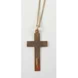 Hallmarked 9ct rose gold cross on chain necklace stamped 9c approx 4.
