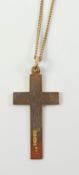 Hallmarked 9ct rose gold cross on chain necklace stamped 9c approx 4.