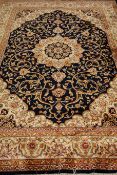 Persian Kashan style blue and beige ground rug/wall hanging,