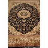 Persian Kashan style blue and beige ground rug/wall hanging,