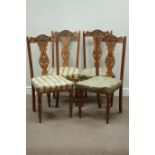 Set four Edwardian walnut carved chairs Condition Report <a href='//www.