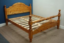 Polished pine 5' kingsize bedstead Condition Report <a href='//www.
