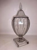Large Victorian clear glass jar and cover,