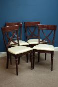 Set four stained beech dining chairs with upholstered seats Condition Report <a