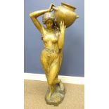 Early 20th Century bronzed plaster figure of an Art Nouveau water carrier attributed to