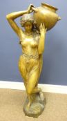 Early 20th Century bronzed plaster figure of an Art Nouveau water carrier attributed to